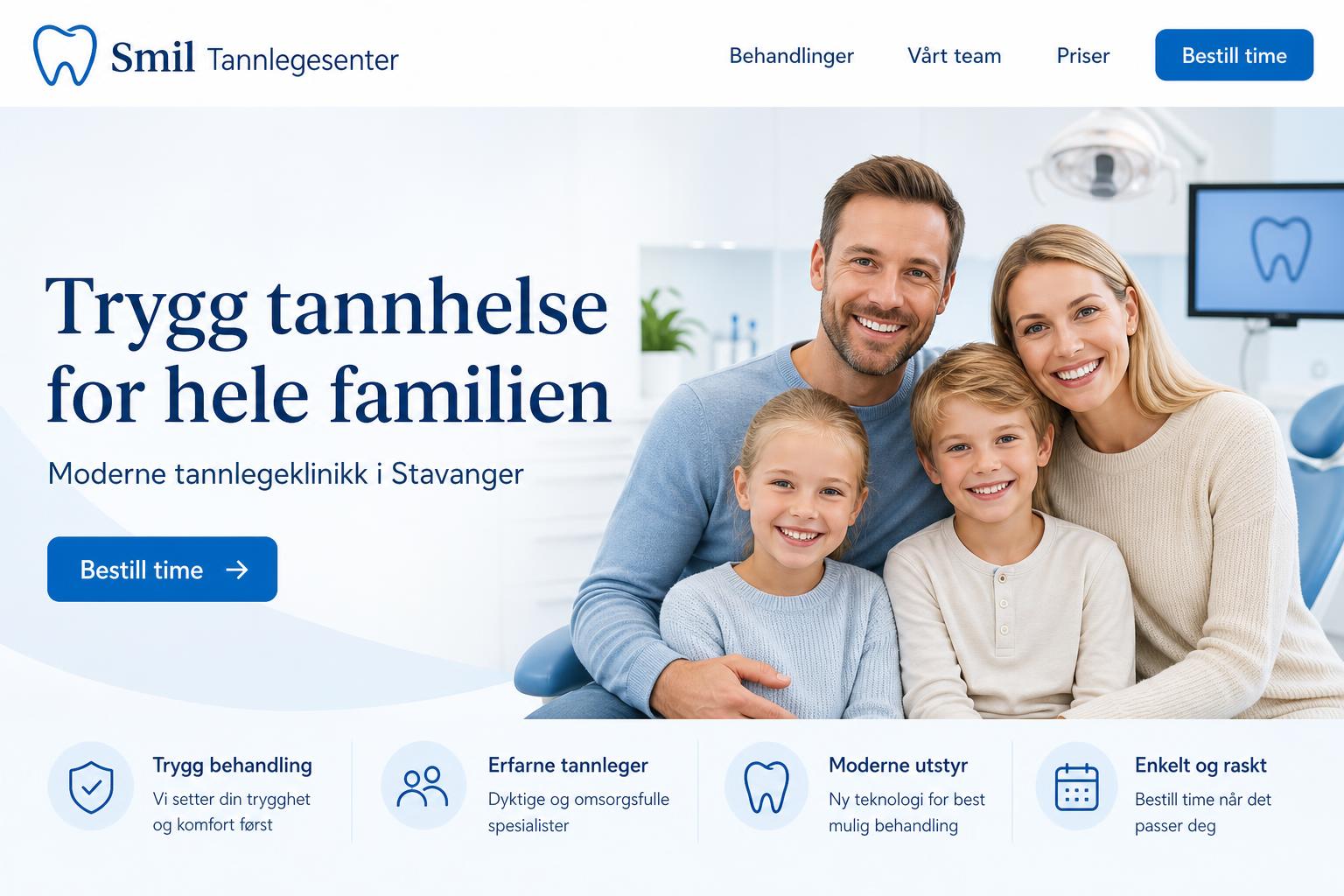 Nettside laget for tannlegekontor